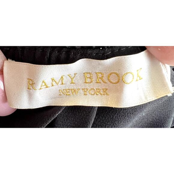 Ramy Brook Blouse Top Women Black Gold Polka Dot Ruffled Sleeveless Designer - Picture 4 of 11